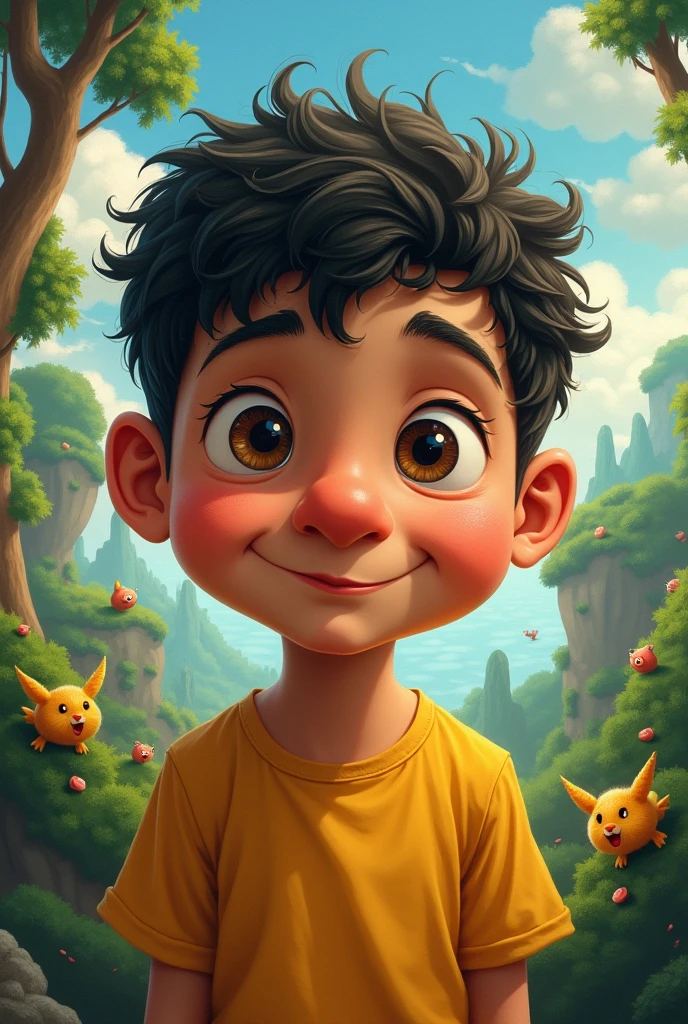 A Brazilian boy with a big nose, fable style