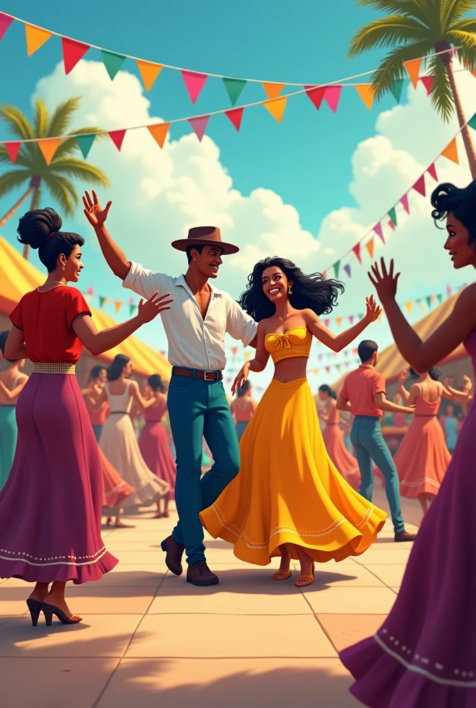 Make me a POSTER image in vertical format (because it&#39;s for an Instagram story), that it be very colorful, that it expresses happiness and that you see people dancing salsa on the Cali fair in Colombia  , and say big PSYCHOLOGY Say Cali Fair Say big PSYCHOLOGY!

in Spanish 