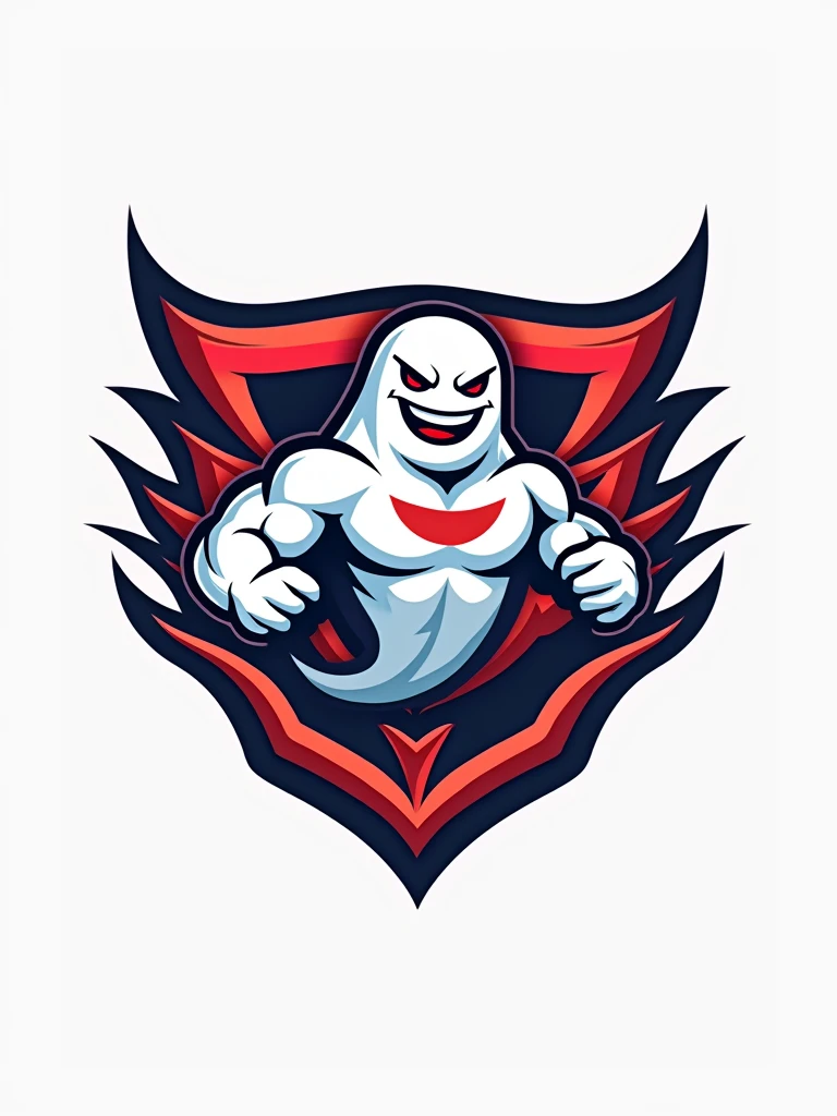 Create a logo for a sales store with the name "TrinCheira" with a ghost mascot sport style