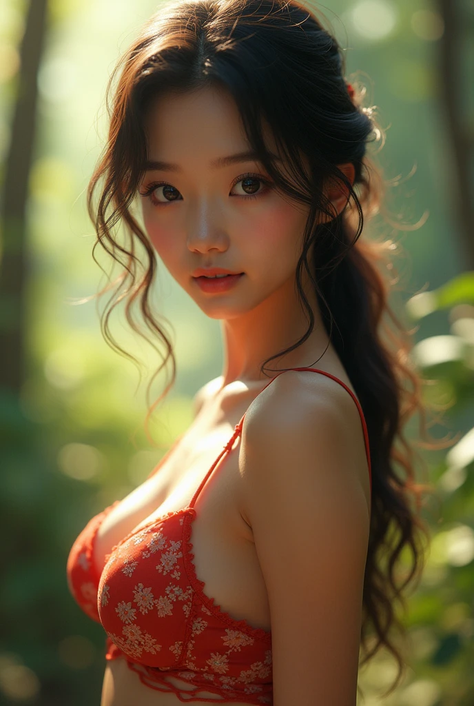 (masterpiece,Highest quality:1.4),(8k,RAW Photos,Photorealistic:1.4),Ultra-high resolution, ,(Glowing Skin:1.4),Detailed肌,Detailed顔,Detailed目,(Beautiful and shining eyes:1.2),Symmetrical eyes,Detailed耳,One person,Natural Makeup,(((Japanese Idols))),(Japanese Face),Detailed背景,Vivid background,、wilderness、Beautiful and shiny hair,,((Average teenage breasts)),A beautiful woman,(Detailed 、Jill Valentine、resident evil,game),,((Sharp Face)),Natural light,,(Very detailed ,Trend design for 2024,online shopping,LUMINE® Market,),Cleavage,Upper Body,,(Detailed,Location was great.),Sexy Style