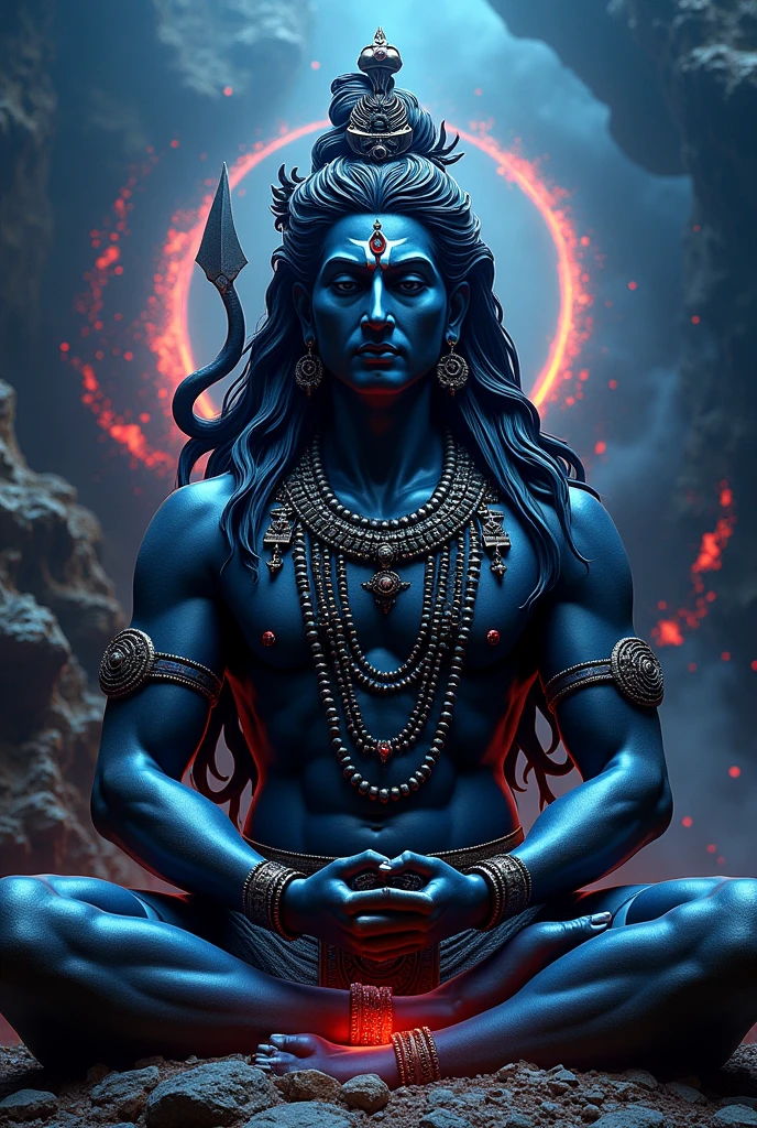Lord shiva black idol with blue and red colour