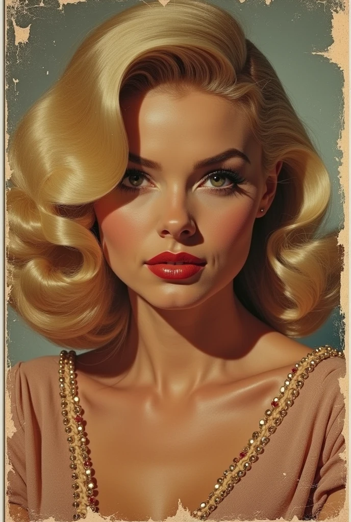 Sexy blonde woman from the 1960s on damaged 45 rpm record sleeve