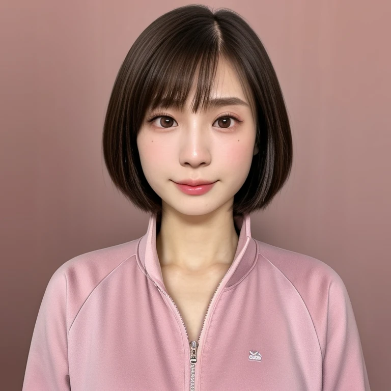 (kawaii 24 year-old Japanese girl, Nogizaka idol, Korean idol), healthy female athlete body, (glossy brown hair, short hair, pixie cut, bangs:1.3), (rounded face, beautiful black eyes, single eyelid, no makeup:1.2), (empty eyes, looking at away, sigh:1.4), (wearing light pink track jacket, sweat jogger pants:1.3), perfect shaped extra small breasts, BREAK, (track and field background:1.2), (dynamic angle, upper body shot:1.2),  BREAK, (masterpiece, best quality, photo realistic, official art:1.4), (UHD, 8K quality wallpaper, high resolution, raw photo, golden ratio:1.3), (shiny skin), professional lighting, physically based rendering, award winning, (highly detailed skin, extremely detailed face and eyes), Carl Zeiss 85 mm F/1.4, depth of field, 1girl, solo,