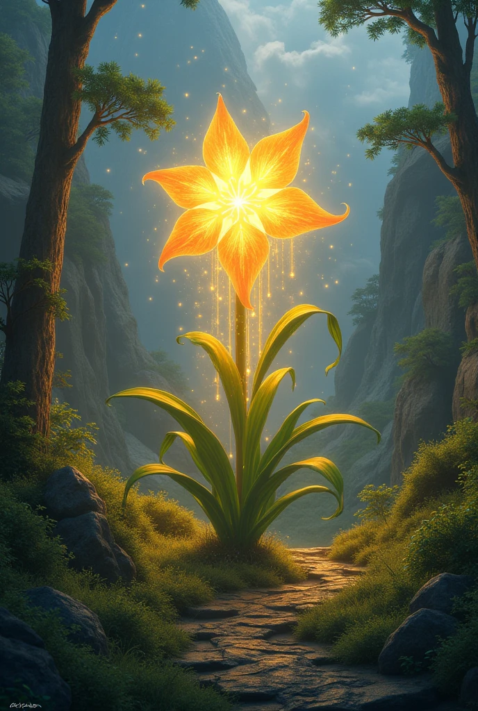 .

Back on the mountain, Drako poured the water over the Star Flower, which immediately began to glow with a golden light. The flower not only regained its splendor, but it also became magical, giving Drako&#39;s garden an eternal beauty