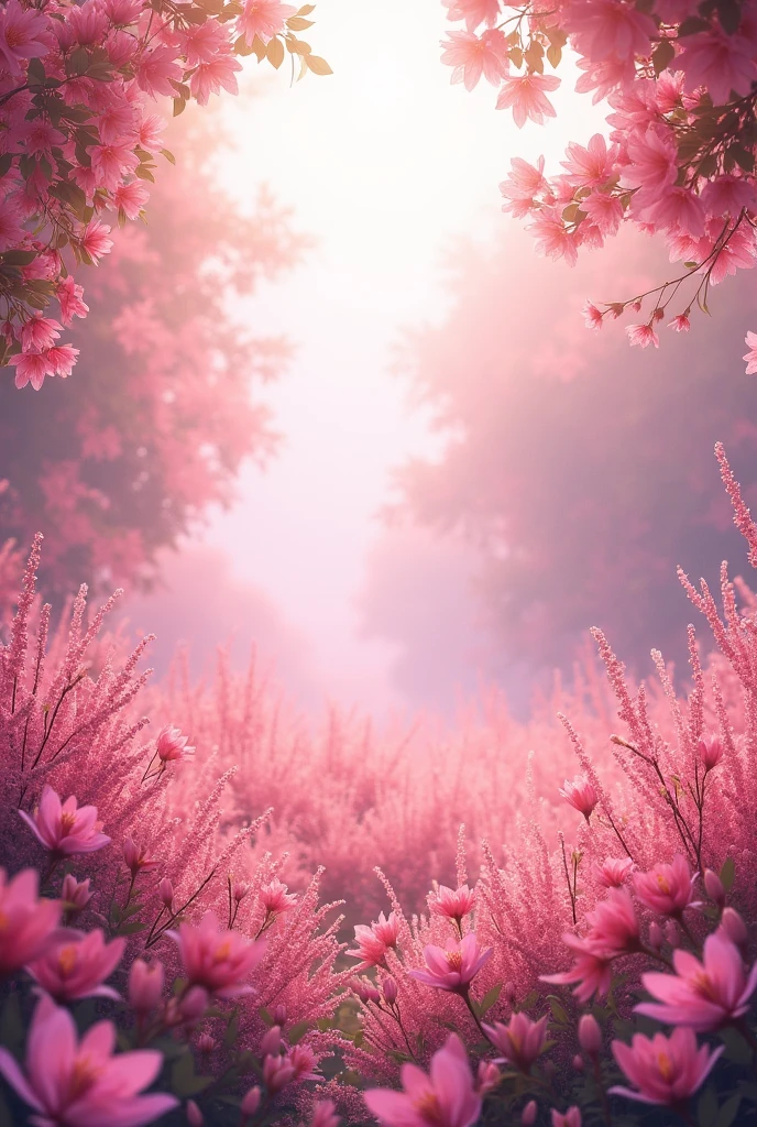 flowery background landscape with pink tones,