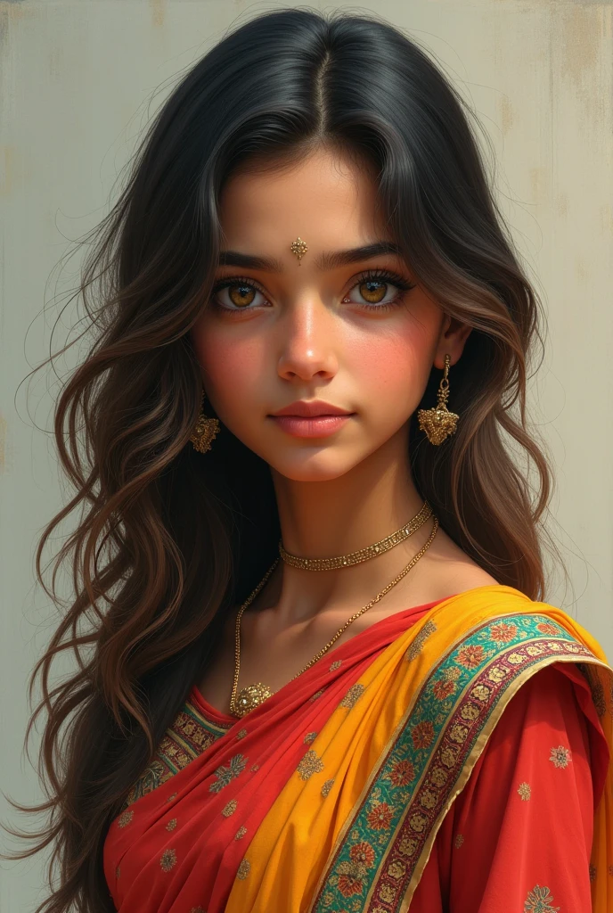 15 years girl Name Shruti Sharma Eye colour blond Black hair In kurti