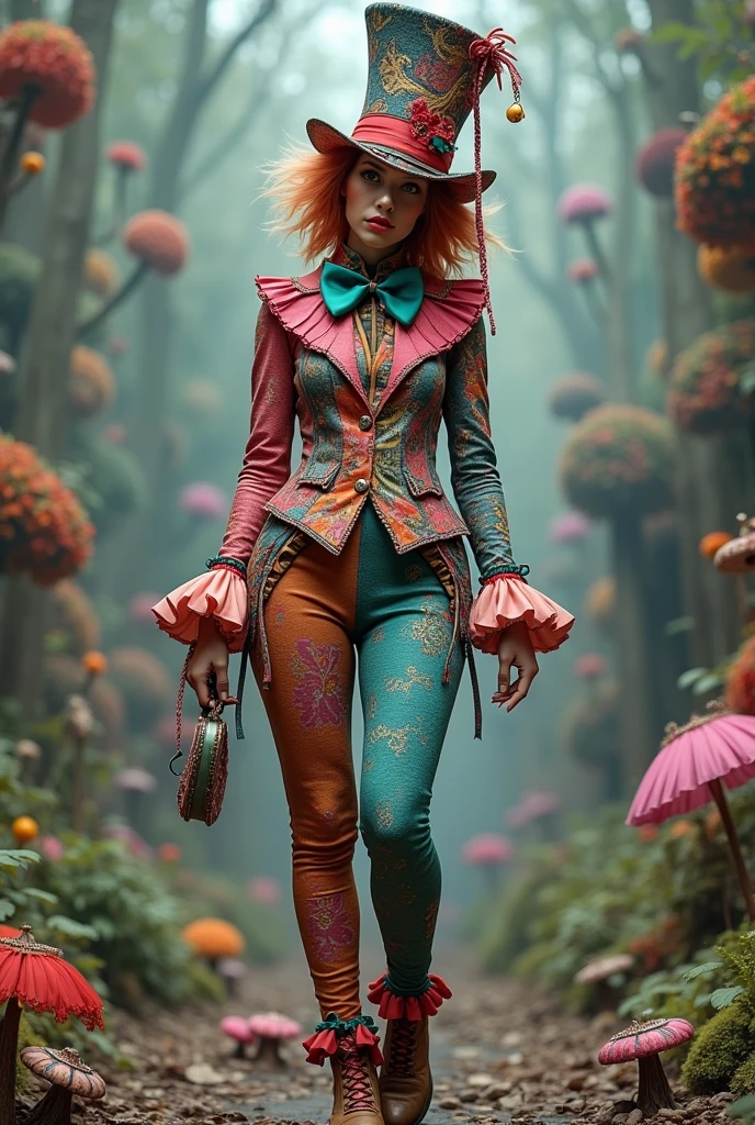 Full body suit for women over the Mad Hatter version of Alice in Wonderland