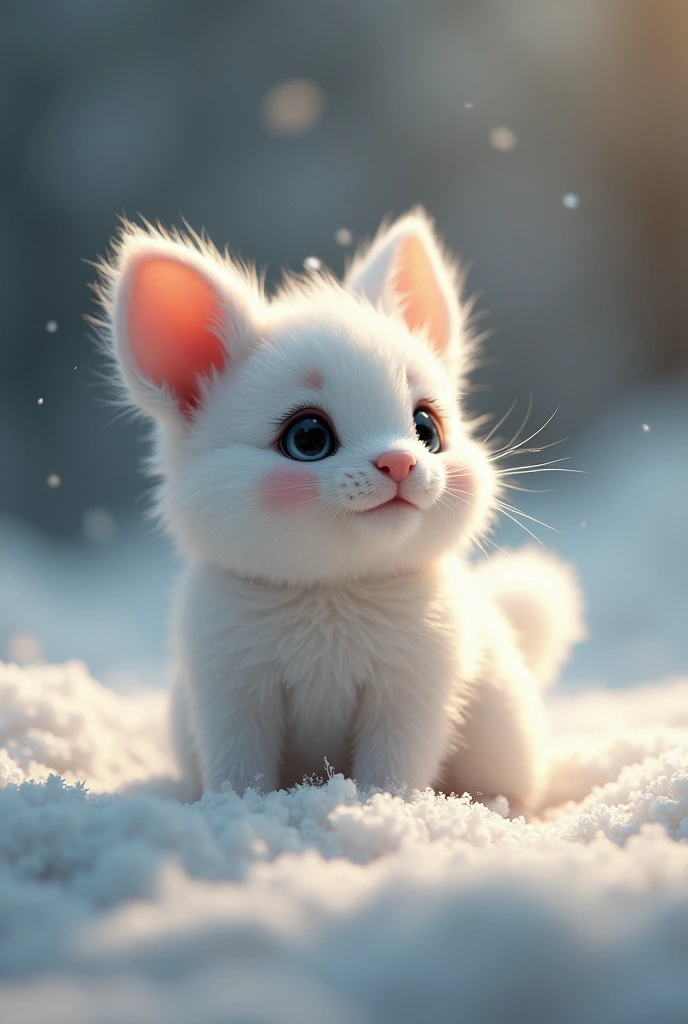 Super cute  animals，Fuzzy white fur，White powder element，beautiful lights and shadows，ambient lights，Ultrathin fur，volumetric light, penis.