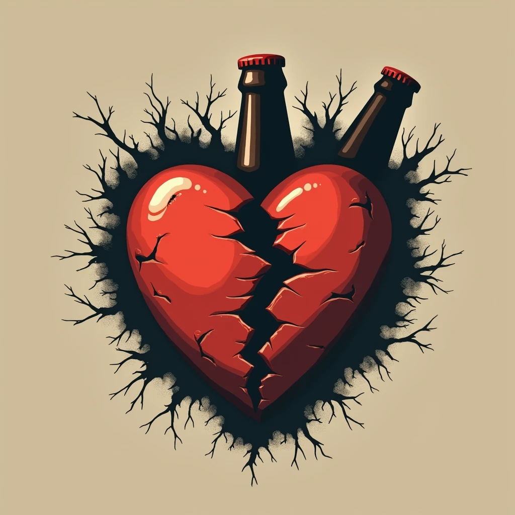 
isotype of a liquor store called El Despecho that would be represented with a broken heart and a beer