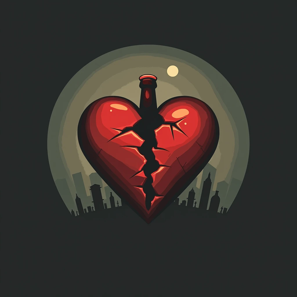 isotype of a liquor store called El Despecho that would be represented with a broken heart and a beer