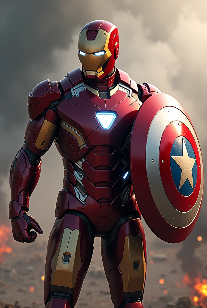 Iron man 
With captain America shield 