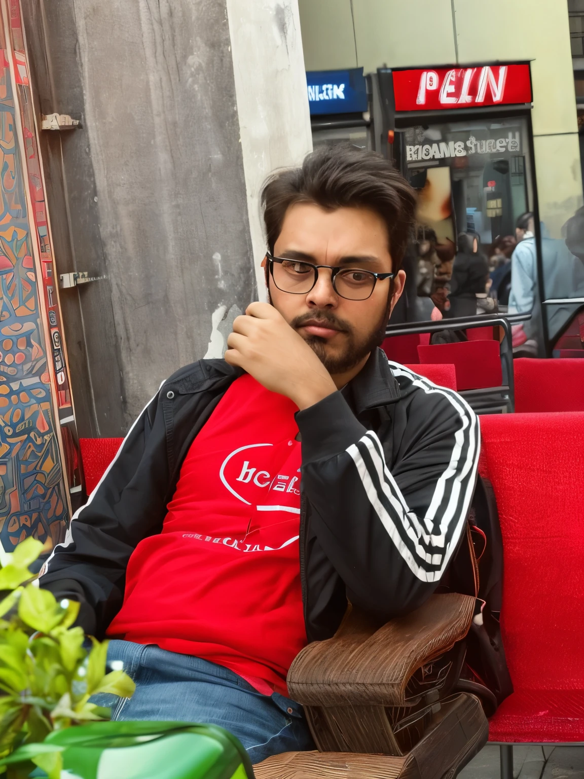 Background with crowd of people staring at this person.