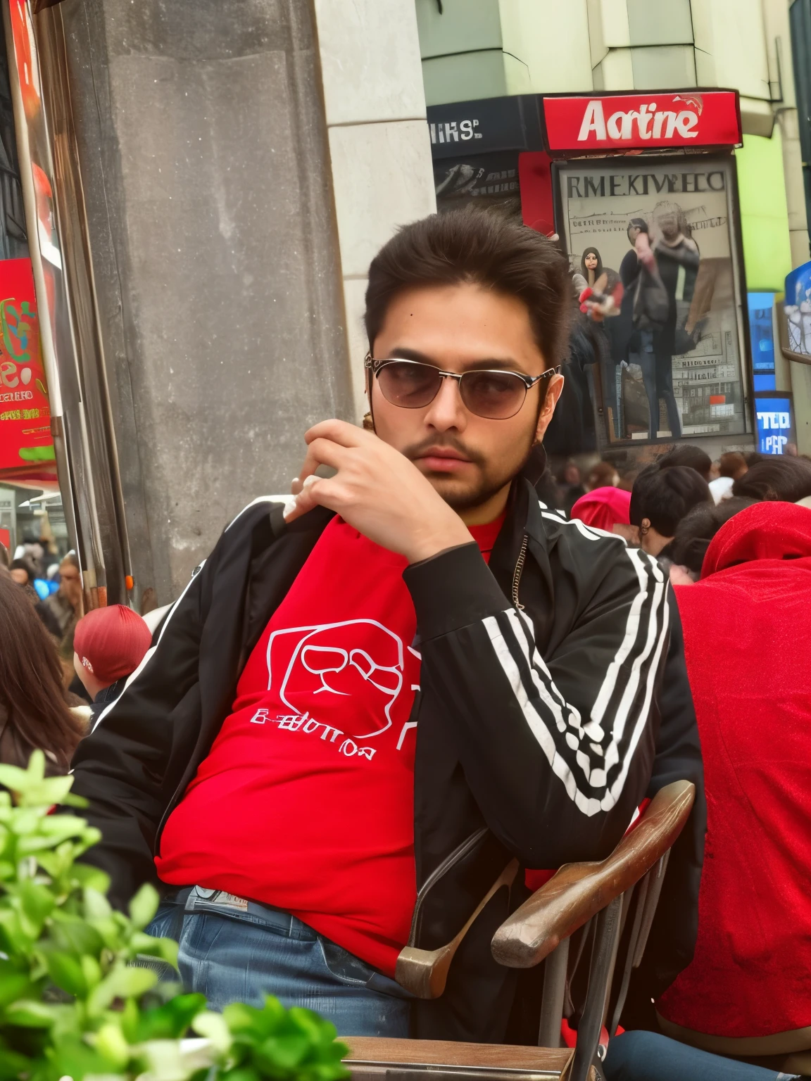 Background with crowd of people staring at this person.
