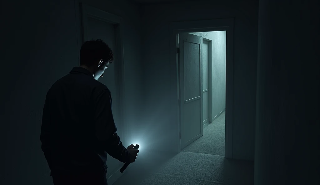 “Just the wind, I hope,” swat Roger replies, though his voice betrays his uncertainty. He directs the flashlight toward the entrance, scanning for any signs of movement.