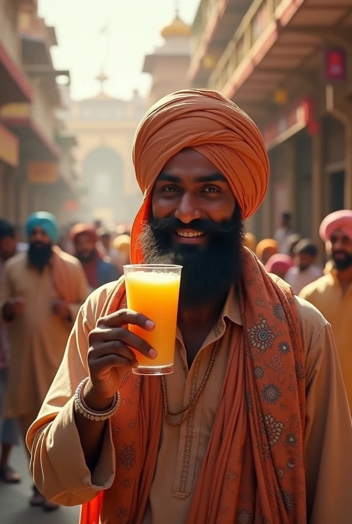 A  punjabi with little beard lost in Amritsar while drinking lassi