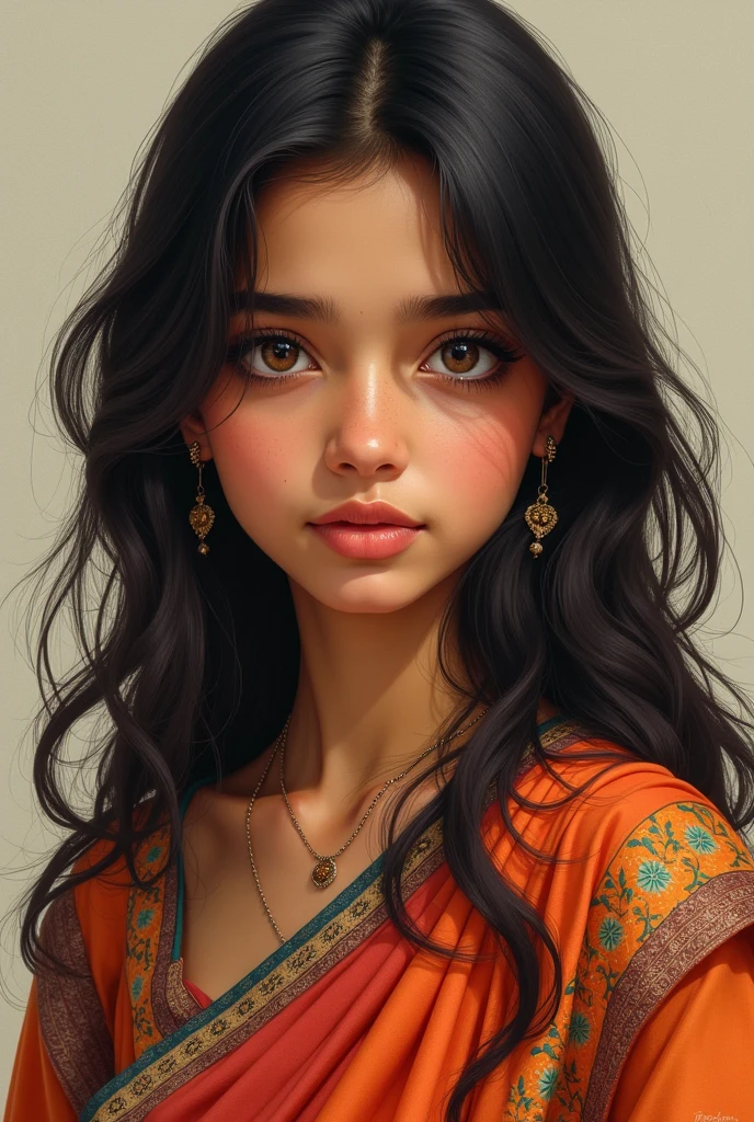 15 years girl Name Shruti Sharma Eye colour blond Black hair In kurti