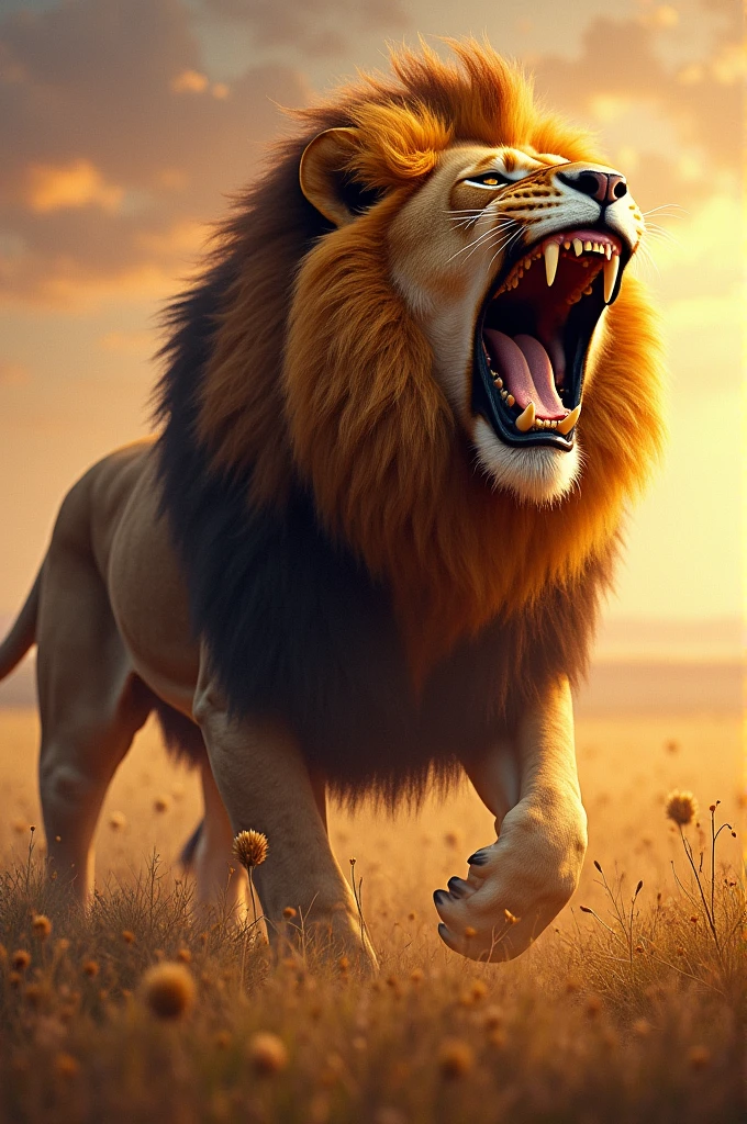 The lion goes roar, roar, roar,