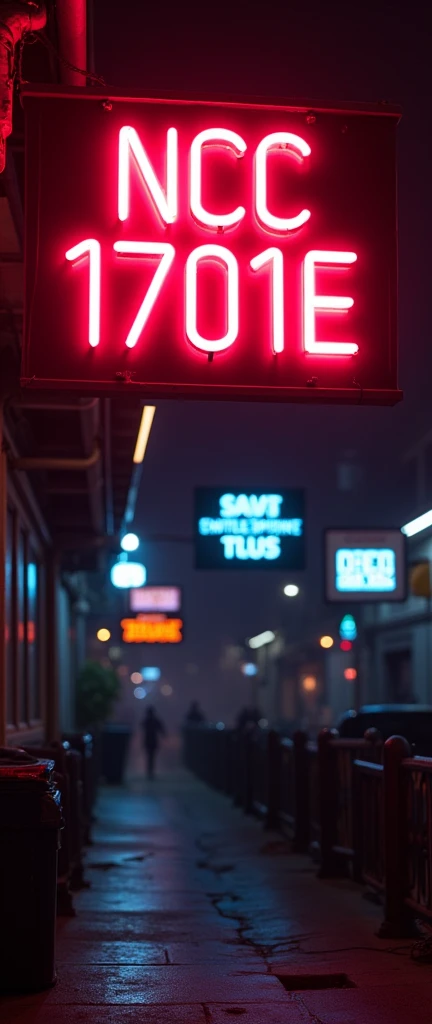 a neon sigh that says "NCC 1701E