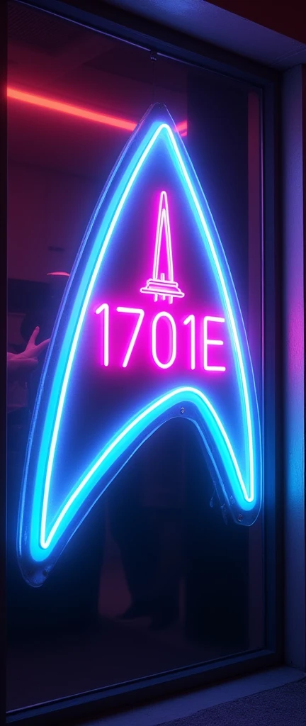 a neon sigh that says "NCC 1701E"