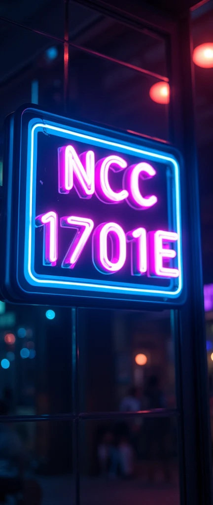 a neon sigh that says "NCC 1701E"