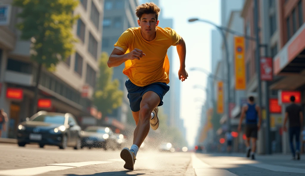 running down the street