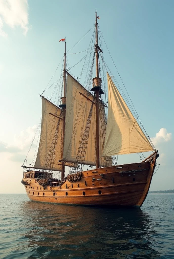 A wooden boat as big as a 10-story building