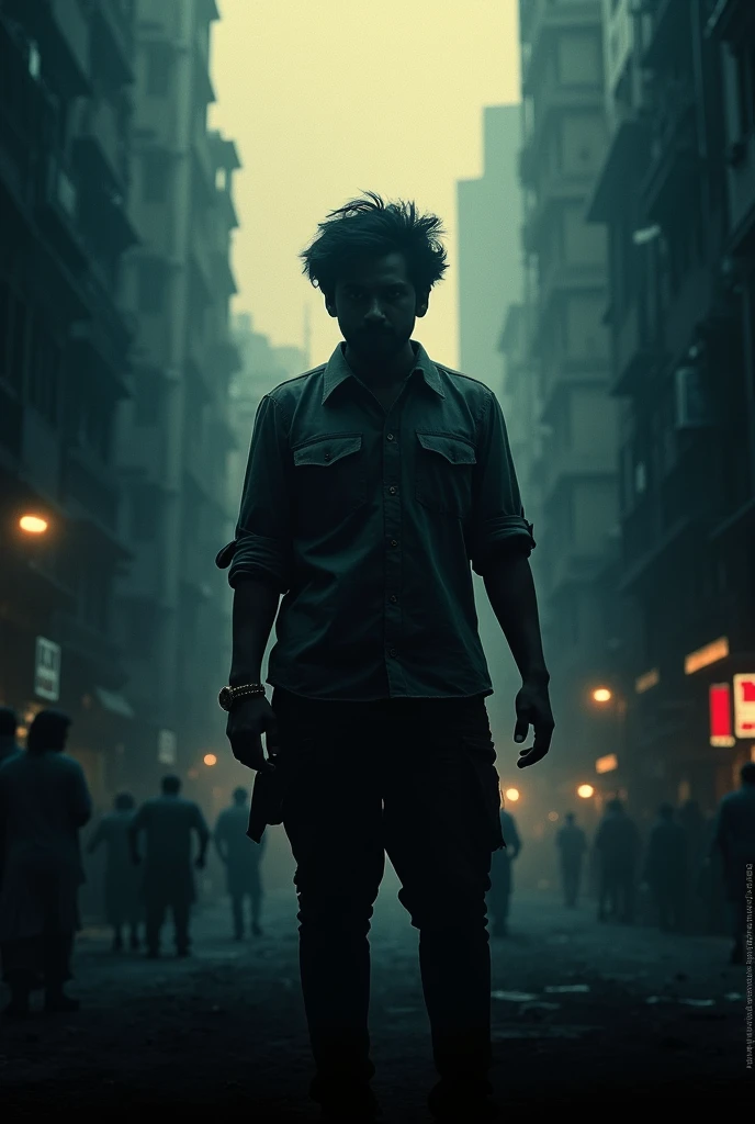 The poster for "Andhera Se Ujaala" should be intense and powerful, capturing the essence of fighting through darkness to find light. The overall aesthetic should be dark, gritty, and urban, with a sense of energy and hope emerging from the shadows.