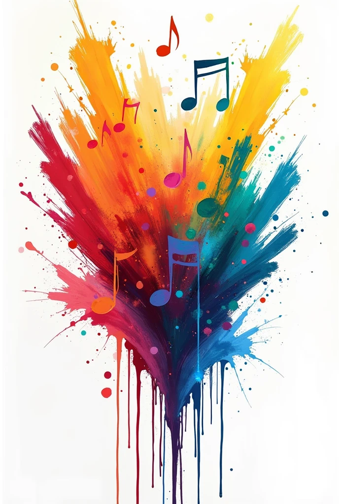 10 color brush strokes on white background, with drops of paint turning into music note