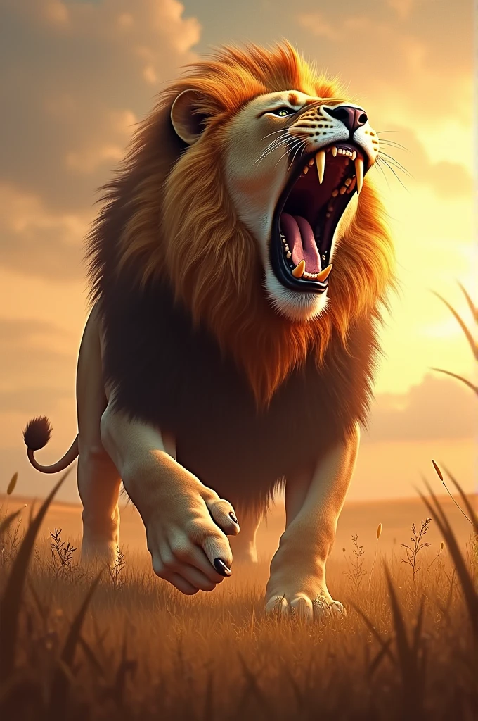 The lion goes roar, roar, roar,