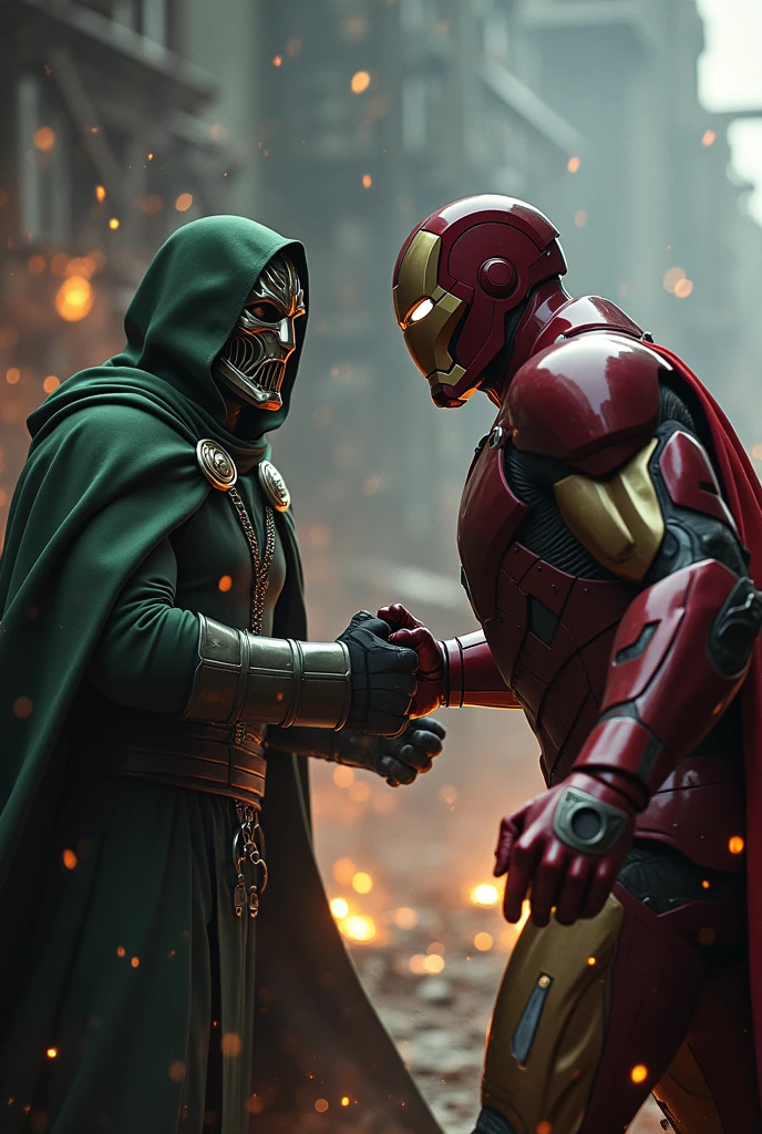 RDJ in Dr doom version fight with iron man