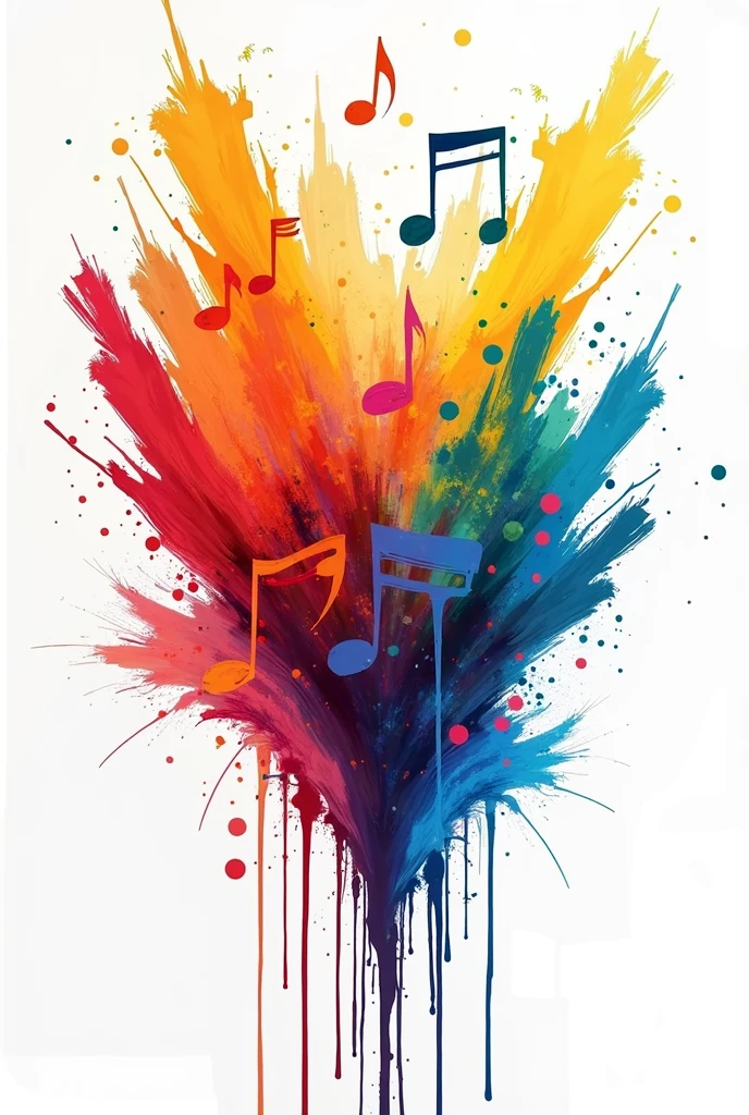 10 color brush strokes on white background, with drops of paint turning into music note