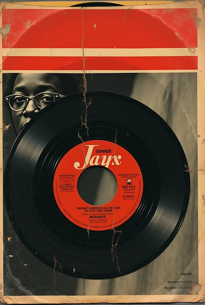 American jazz singer 1960 on damaged 45 rpm record square sleeve with red stripe at top 