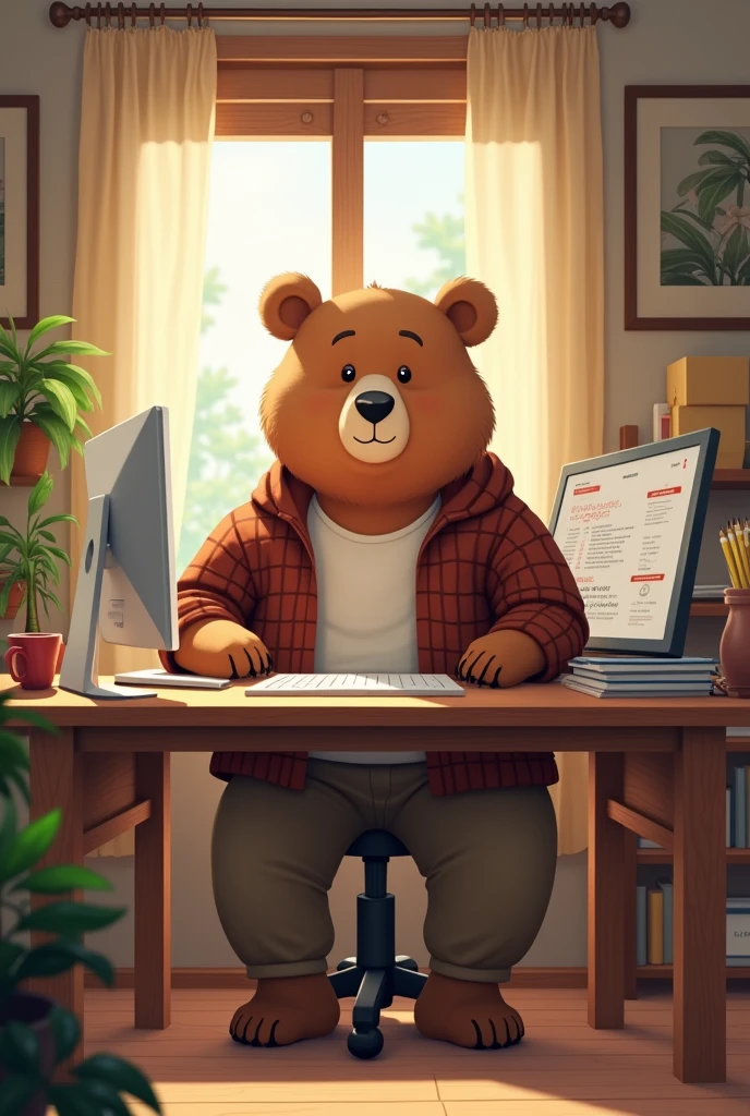 Bear living a simple life and working as a graphic designer