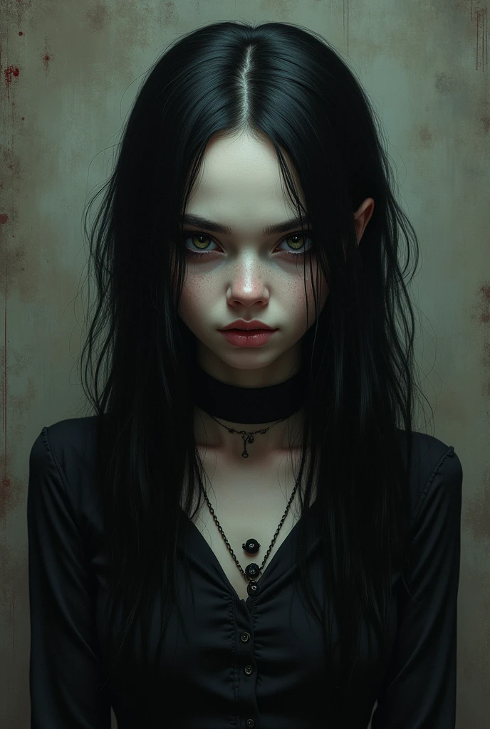 chained girl with dark purple filter