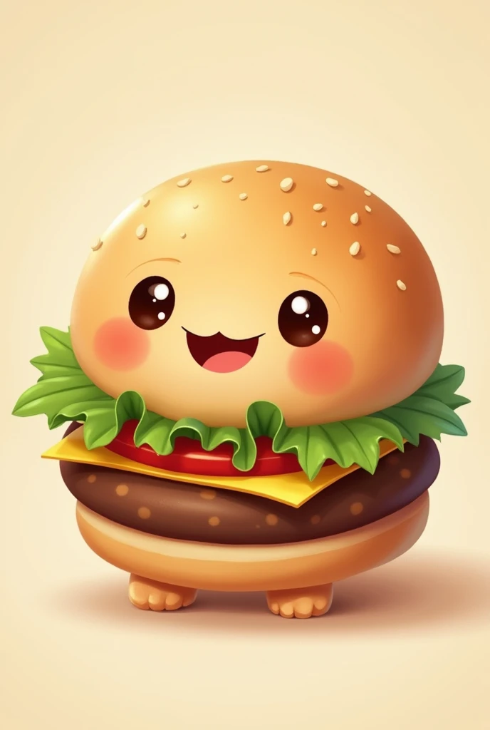 burguer without foots with cute face