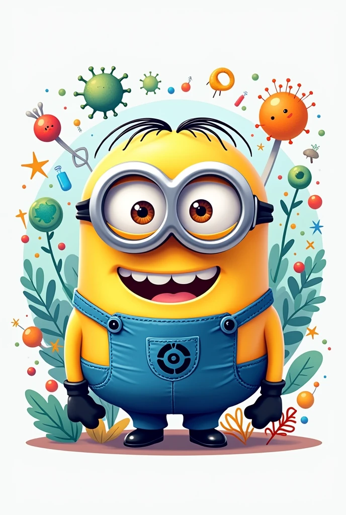cute logo with minion, virus, gen, dna 26, botany, biology and text SiK26 with S and K capitalized