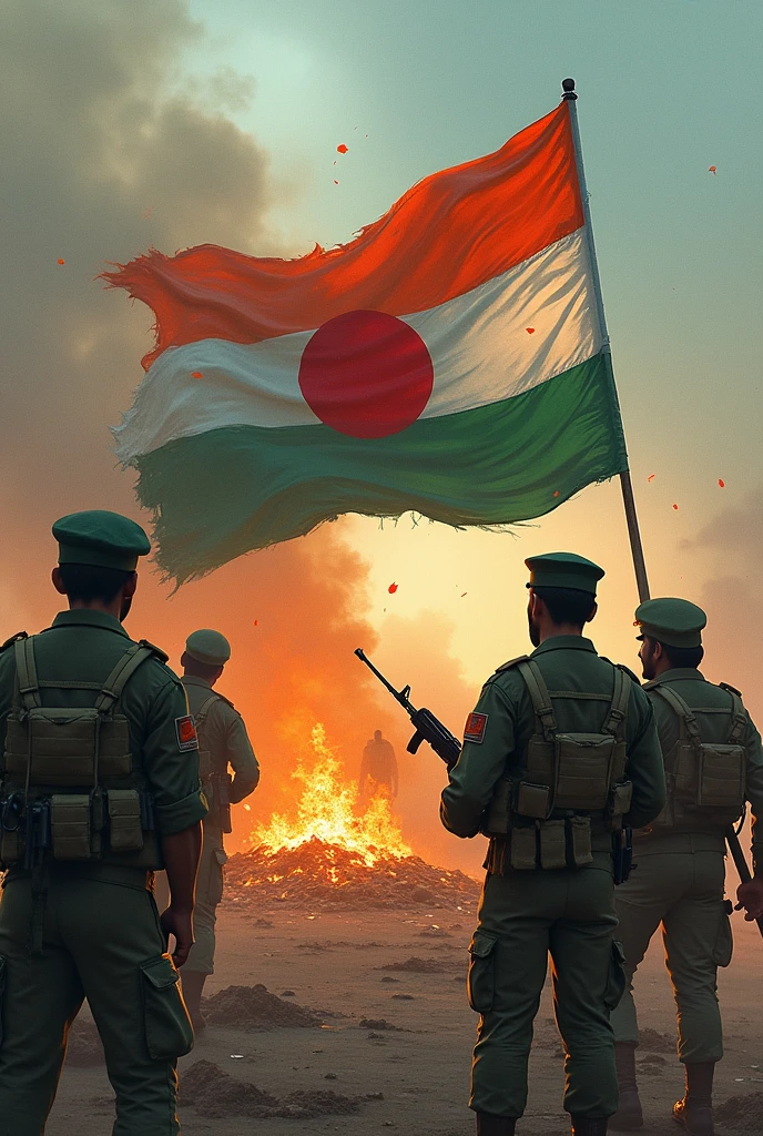 Destroy indian flag by Bangladesh 
