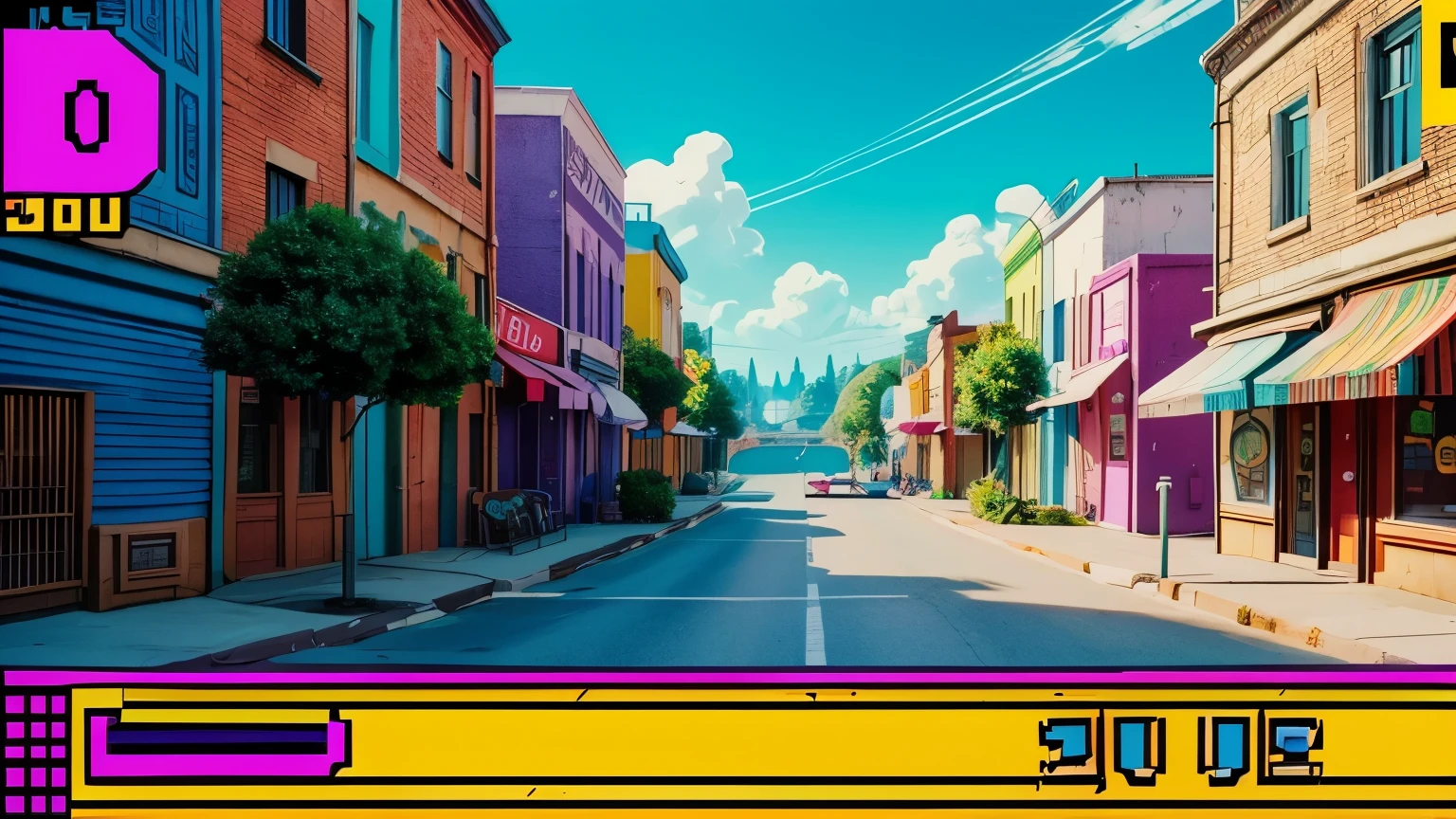 give me a retro 80s video game background