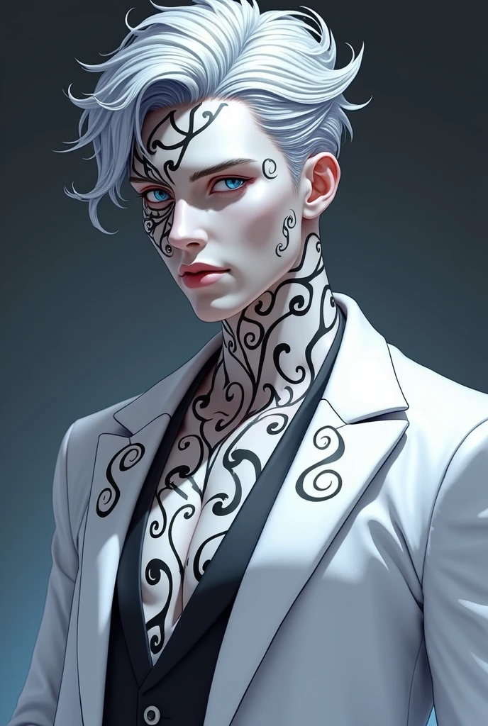 Create black swirling designs on his mask