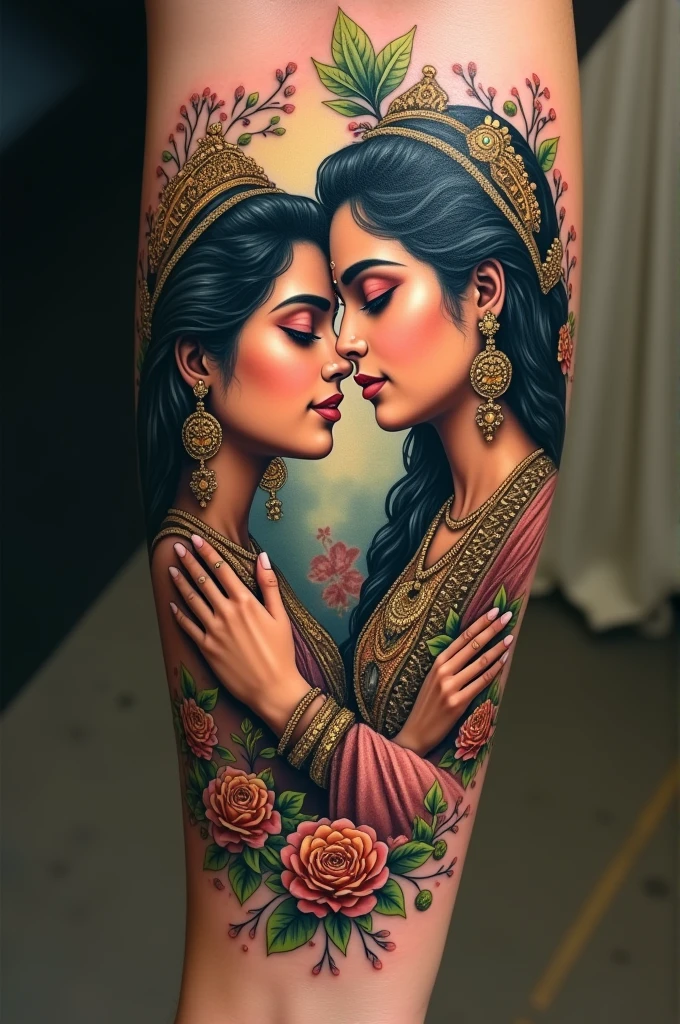 Heartfelt and realistic radha Krishna for tattoo on forearm 