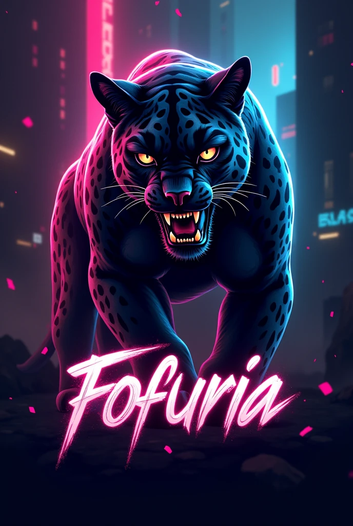 VALORANT THEMED PANTHER LOGO WITH THE NAME FOFURIA IN THE MIDDLE