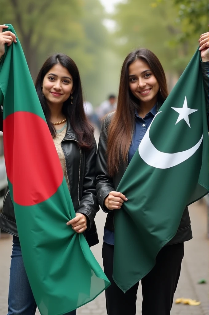 Two friend's one of them Bangladeshi and one of them Pakistani with Bangladeshi and Pakistani flag