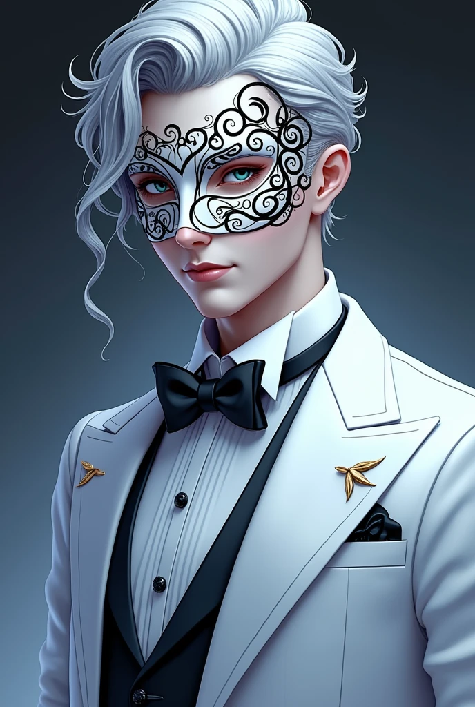 Create black swirling designs on mascarade mask
