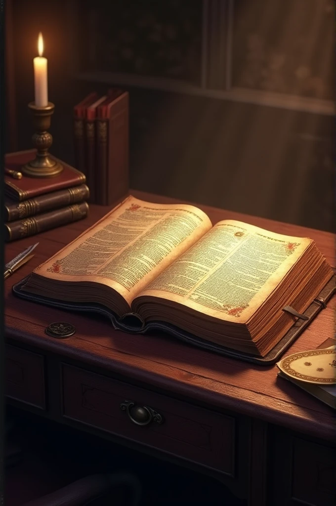 A Bible wide open on the desk