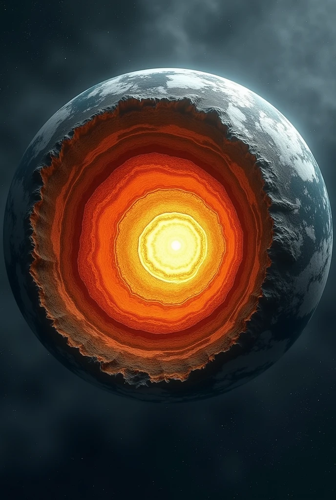 Can you make me an image of the internal composition of the earth and can you describe each one to me? 