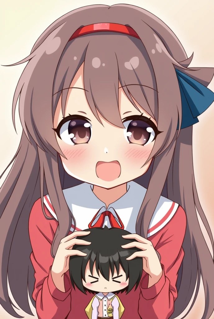  2 Anime girl with mega big tits and mini man
