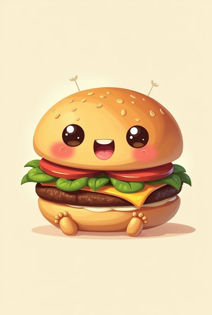 burguer with cute face with foots