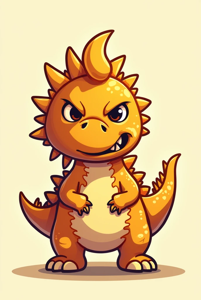 A 2D cartoon-style punk chicken nugget in the shape of a stegosaurus