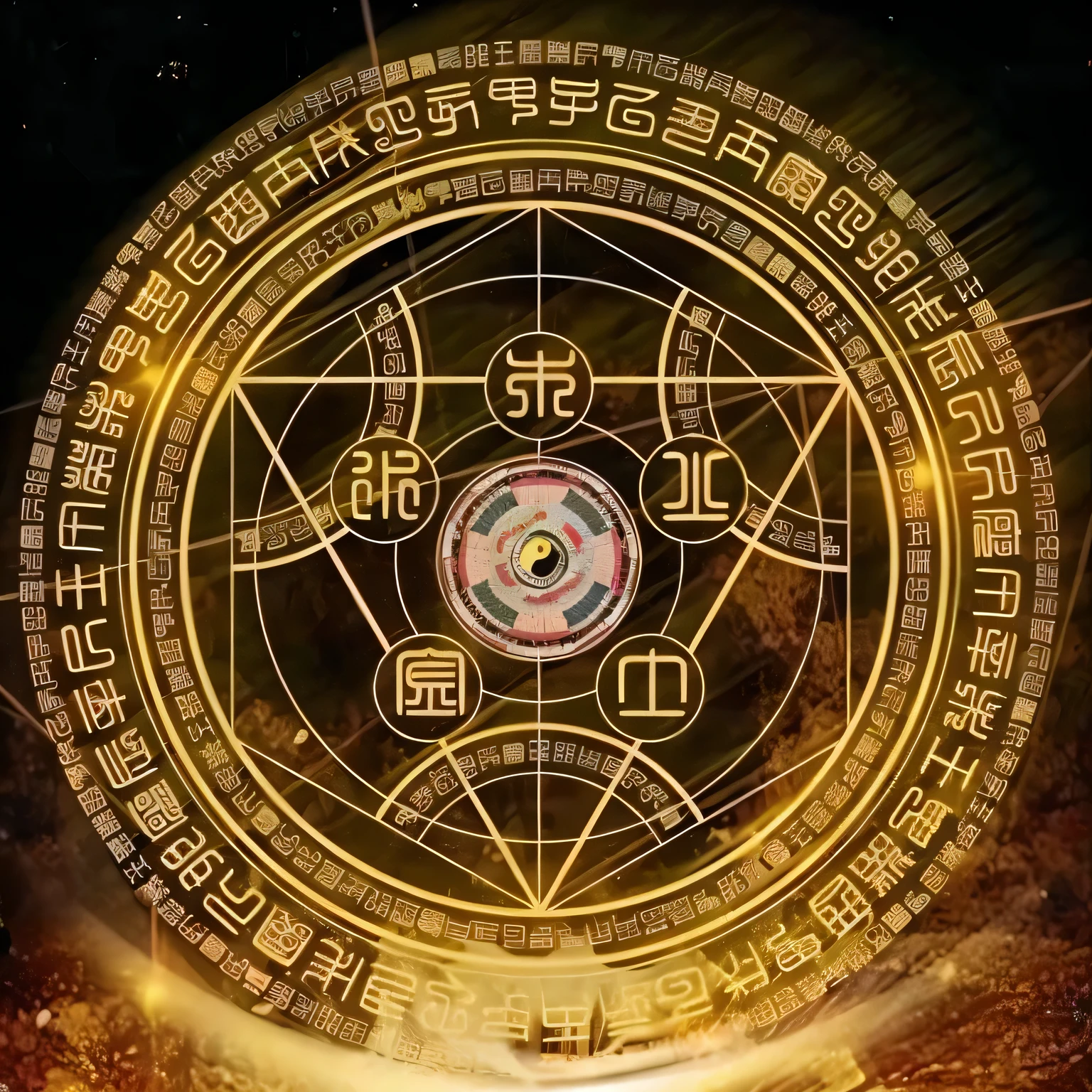Close-up of a round object,There are a lot of words on it, summoning circle, inscribed with occult symbols, ancient demon summoning, intricate wiccan spectrum, cyberpunk demonic symbols, occult symbols hidden, Summoning Spell, Magic Talisman, There are mysterious symbols, Magical and alchemical weapons, Magic Symbols, There are ancient symbols behind it, Geometry and Astrology