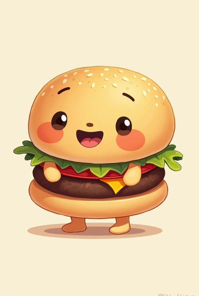 burguer with cute face with foots